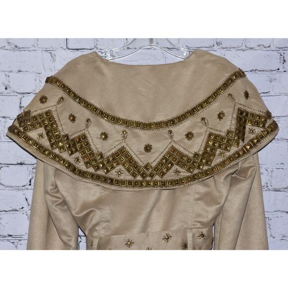 VINTAGE COLLECTION Designer Studded Cape Belted Faux Suede Jacket Size Large - Picture 4 of 15